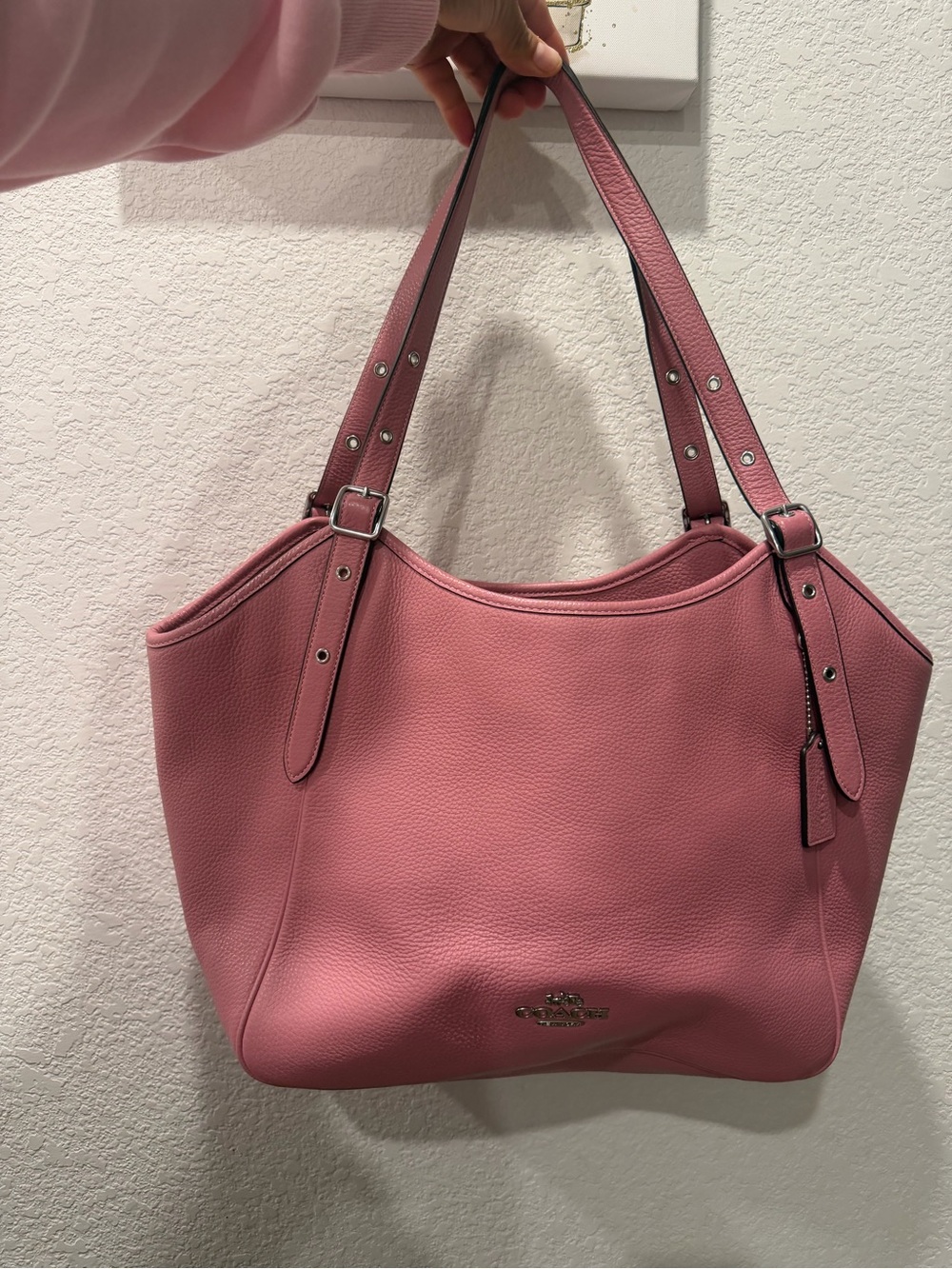 Coach Rose Pink Pebbled Leather Shoulder Tote